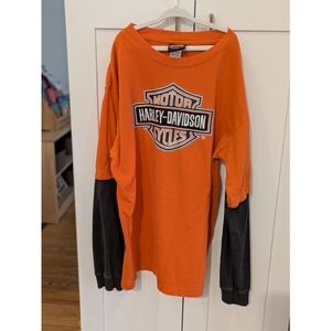 Harley-Davidson Kids Orange and Black Long Sleeve Shirt